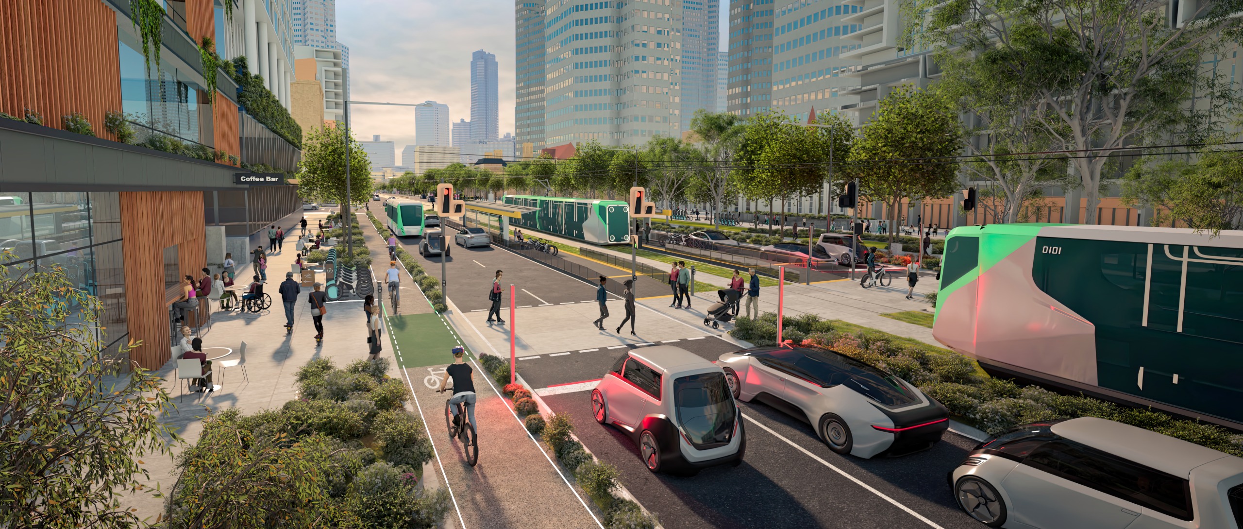 Concept image of a future Adelaide city street